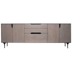 TITAN Credenza in White Oak and Blackened Steel, Customizable 3
