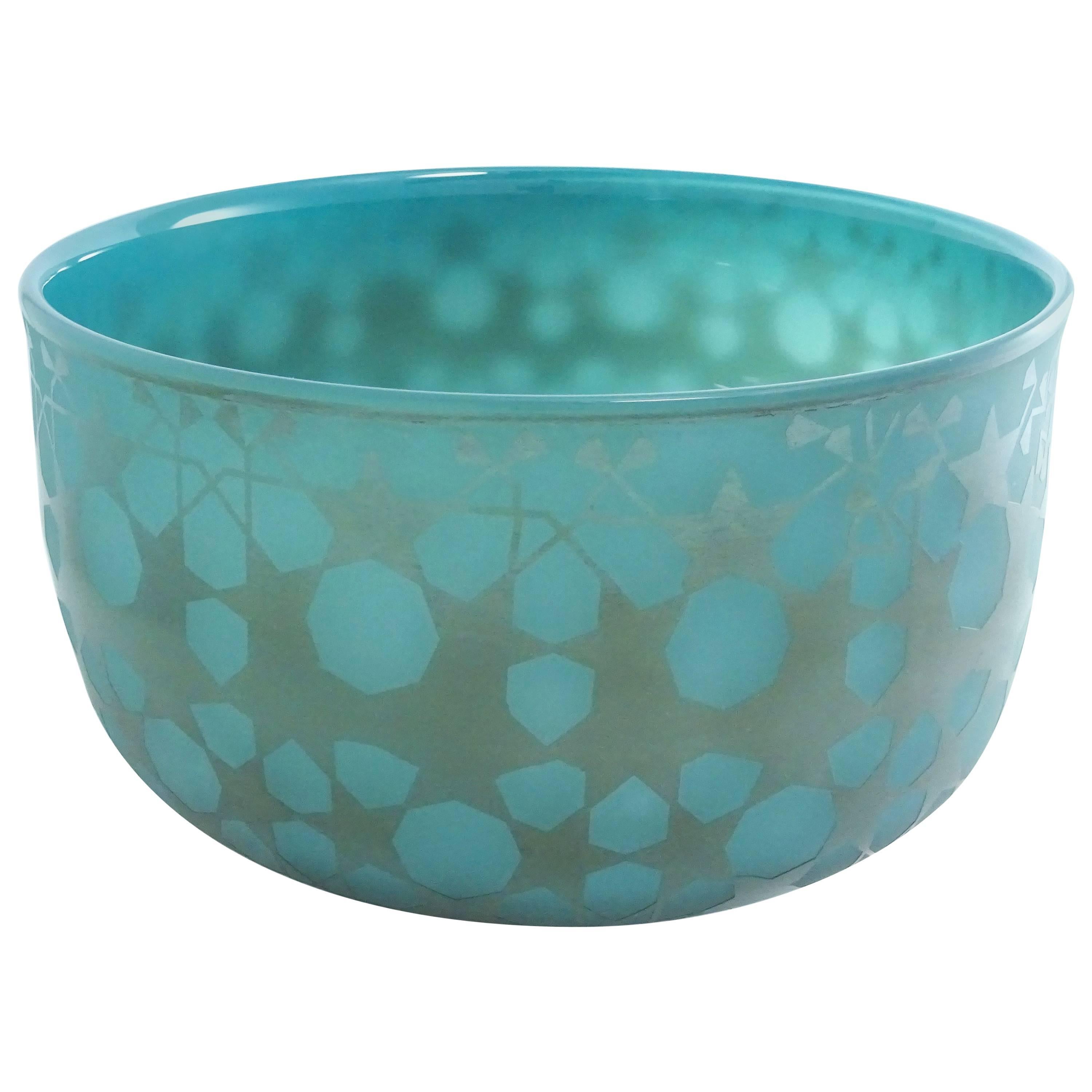 Ocean Green Blown Glass Bowl by Sabine Lintzen For Sale
