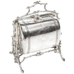Antique Victorian Silver Plated Folding Biscuit Box, 1890