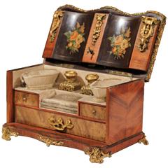 19th Century French Walnut and Marquetry Lady's Vanity Chest with Bronze Mounts