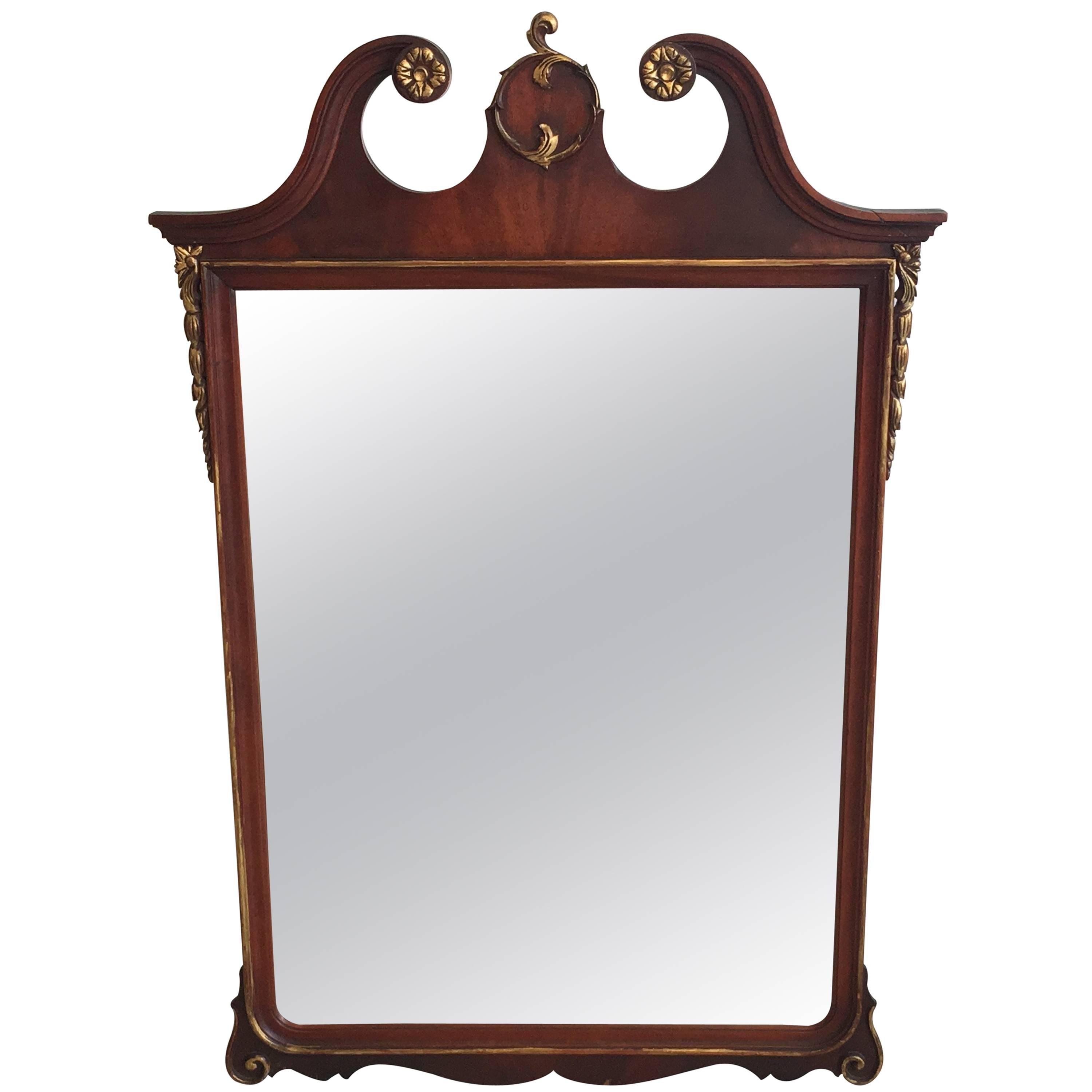 19th Century Mahogany and Gilt Crest Mirror