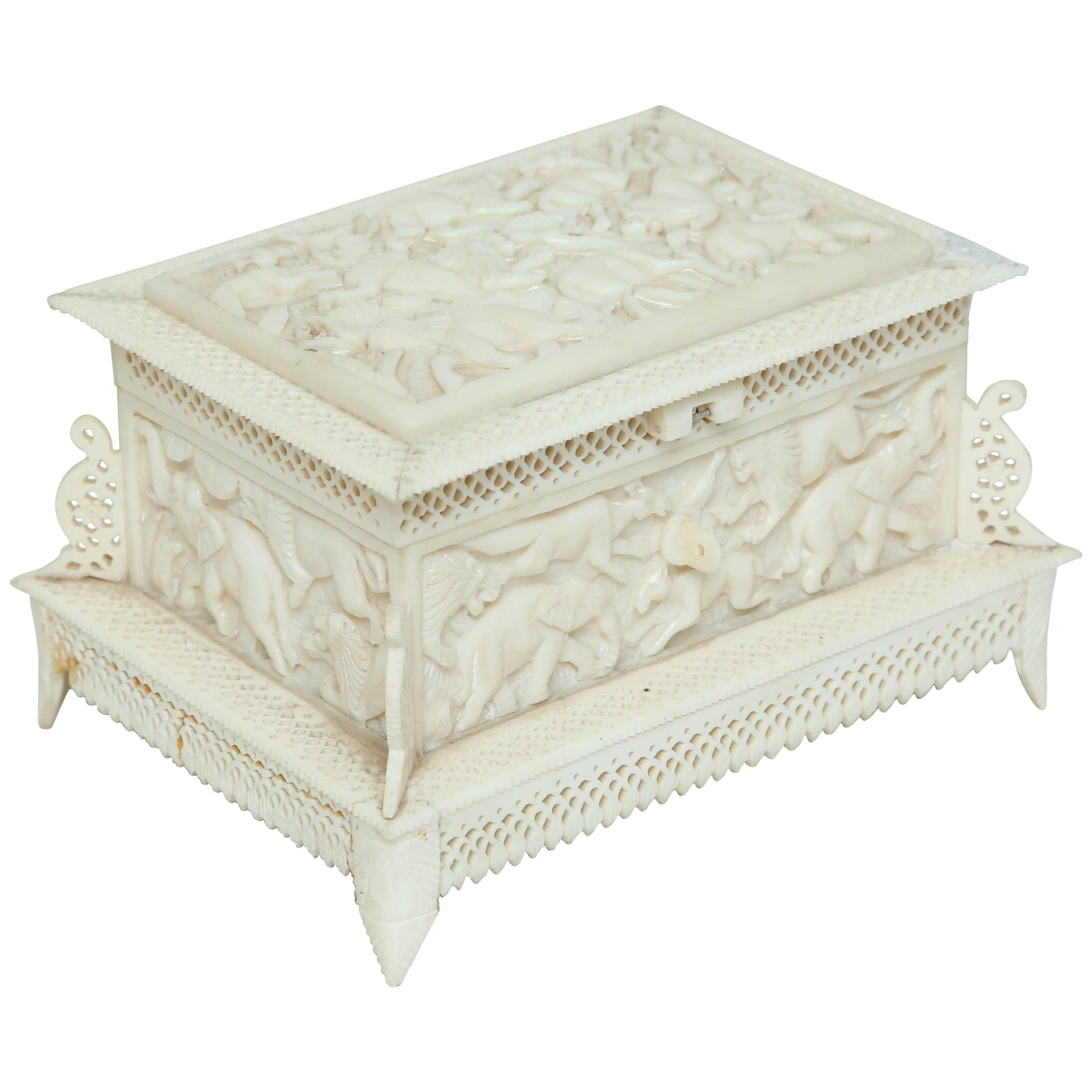 Anglo Indian Carved Bone Box