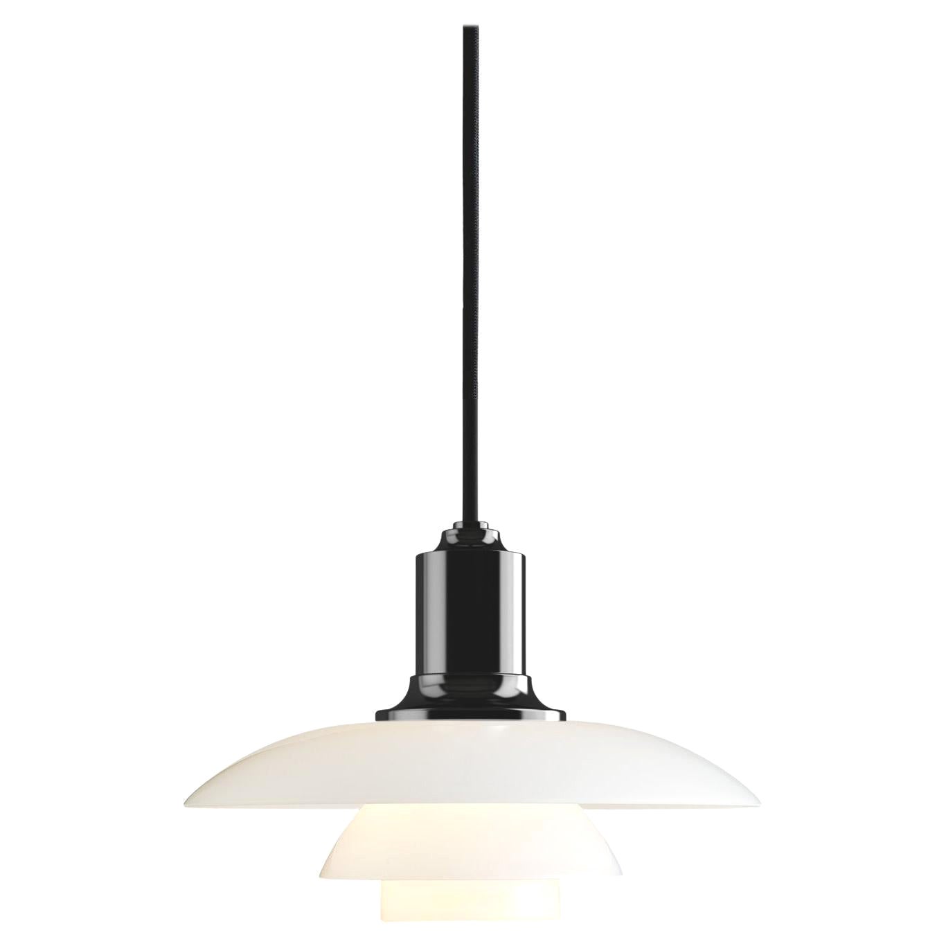 Lampe à suspension en verre PH 2/1 Poul Henningsen pour Louis Poulsen en noir métallisé en vente