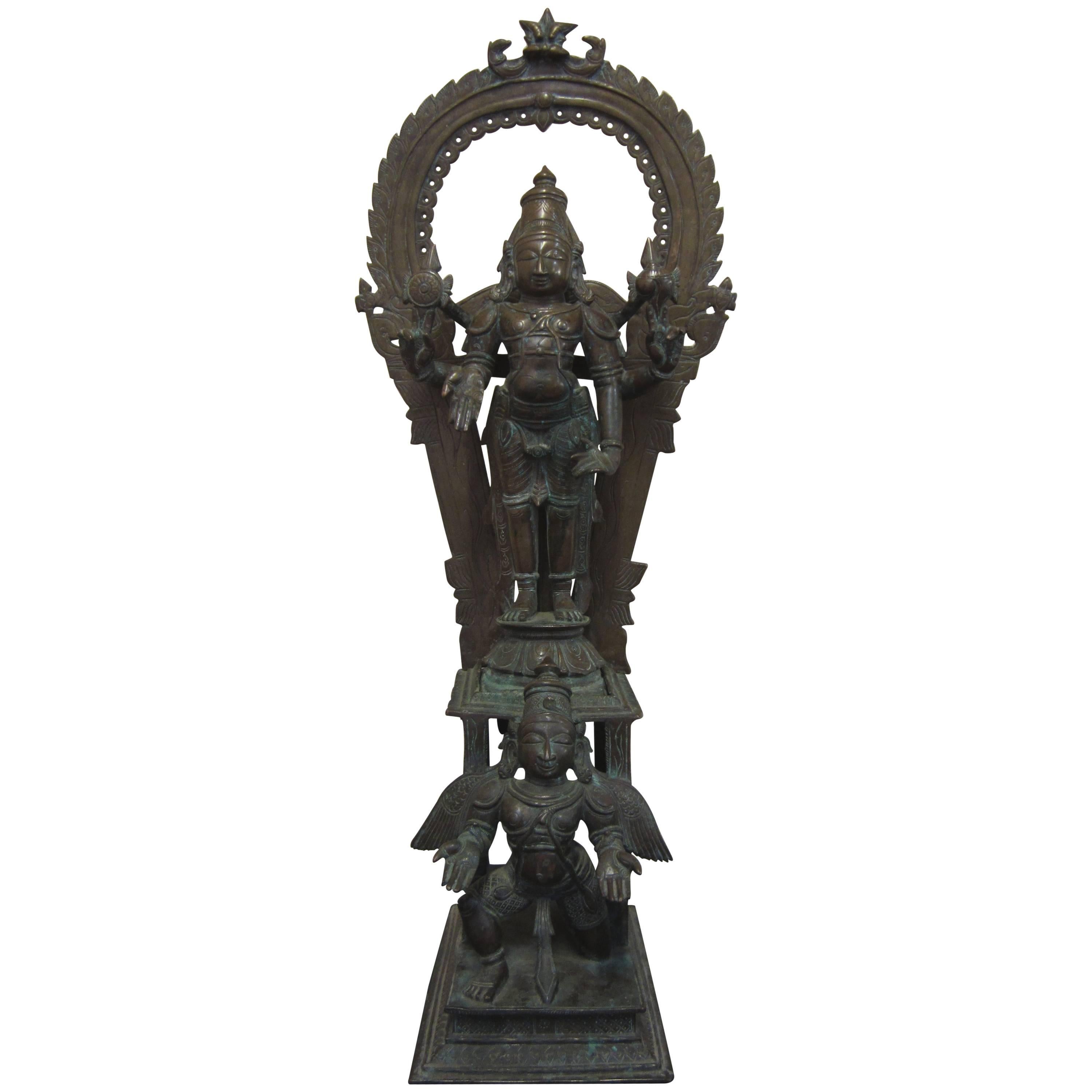 Large Bronze Figure of Vishnu on Garuda For Sale
