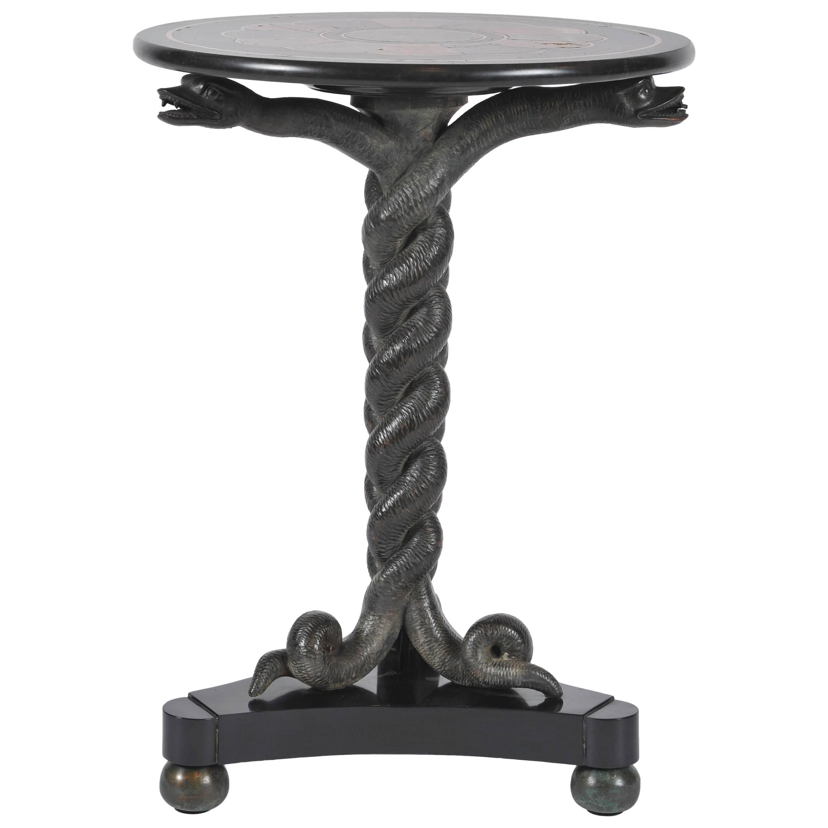 Regency Period Early 19th Century Marble-Top Table with Serpent Support For Sale