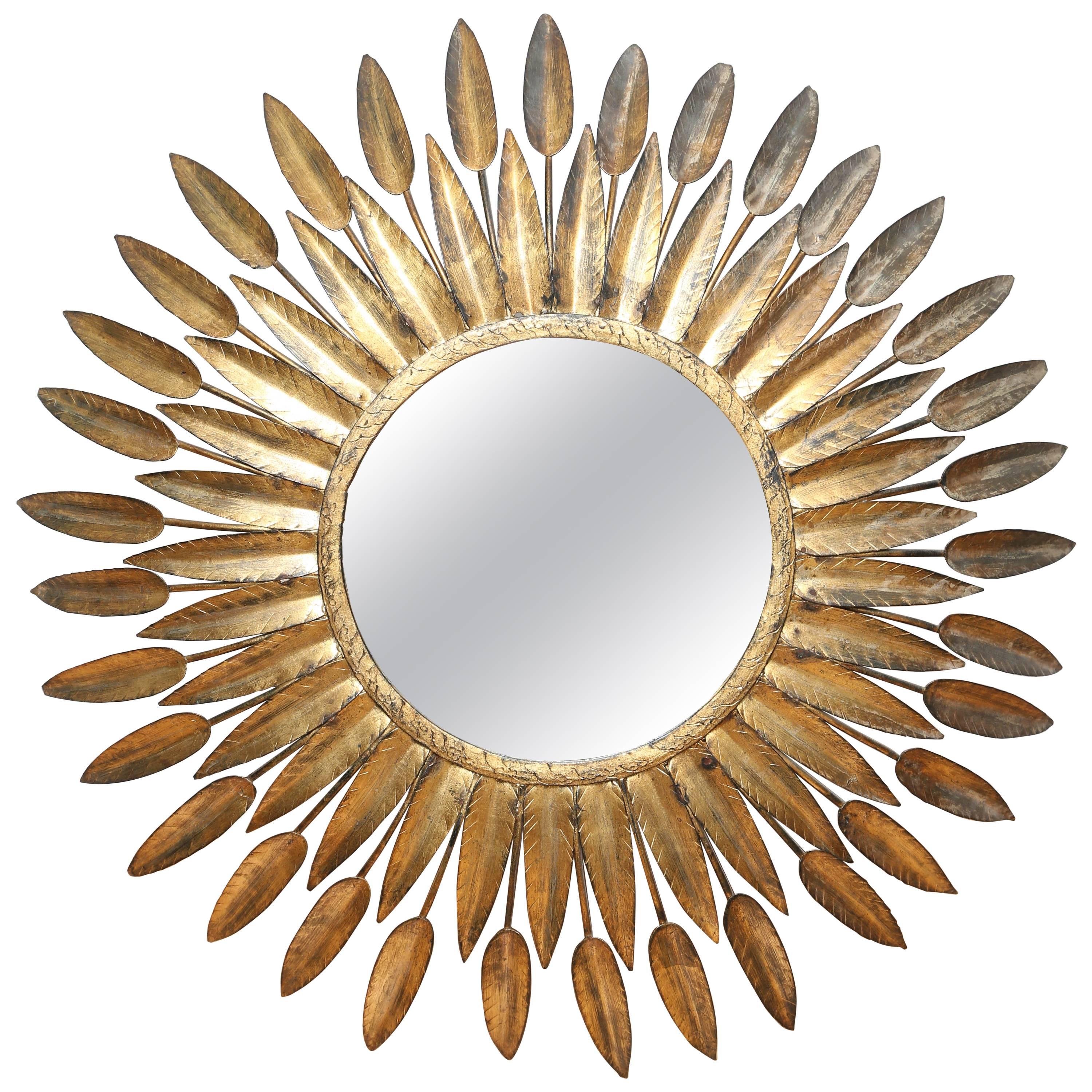 Mid-Century Italian Starburst Convex Mirror
