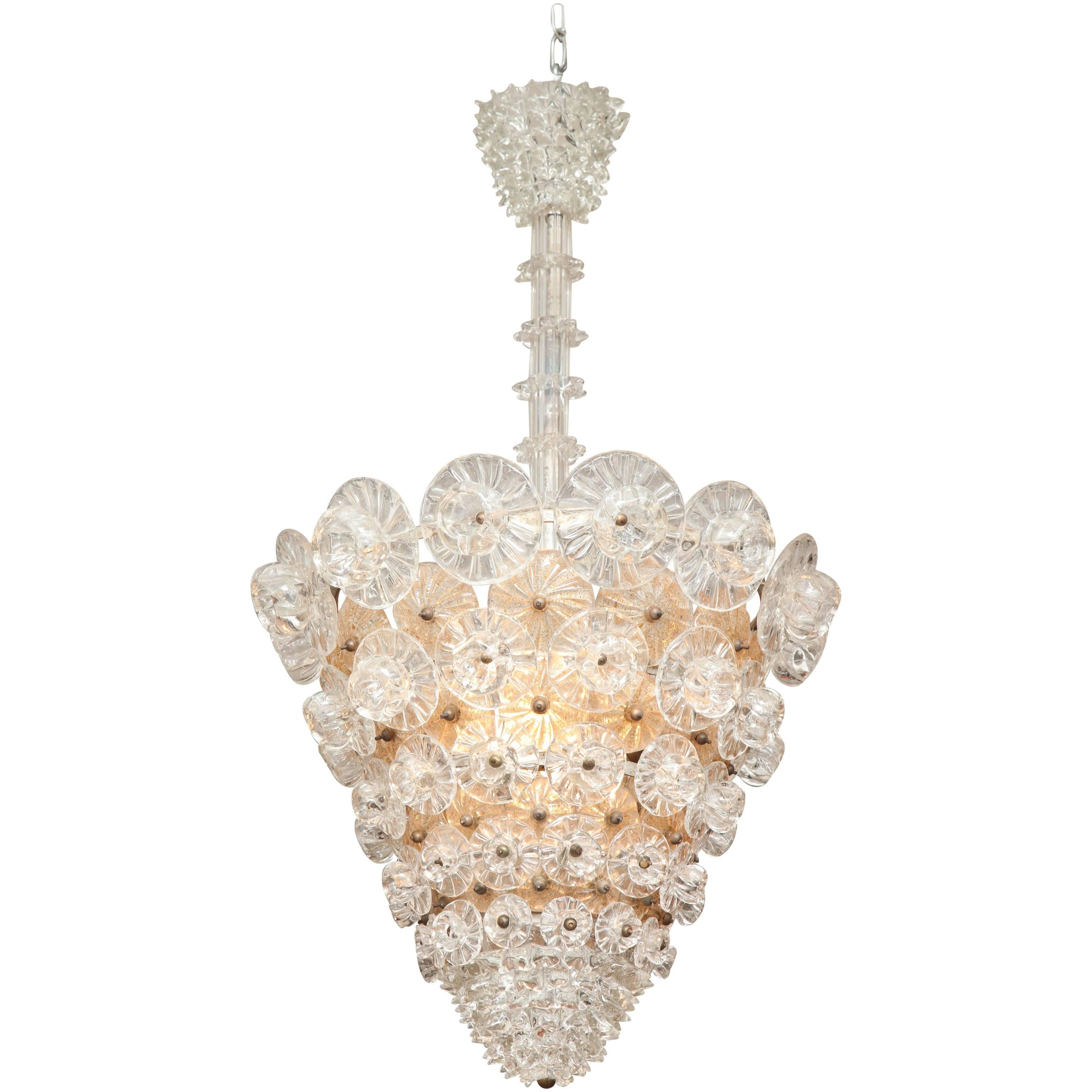 Barovier & Toso chandelier made in Venice 1940 For Sale