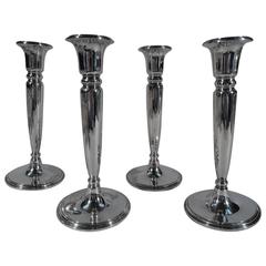 Set of Four American Modern Sterling Silver Candlesticks by Tiffany 10