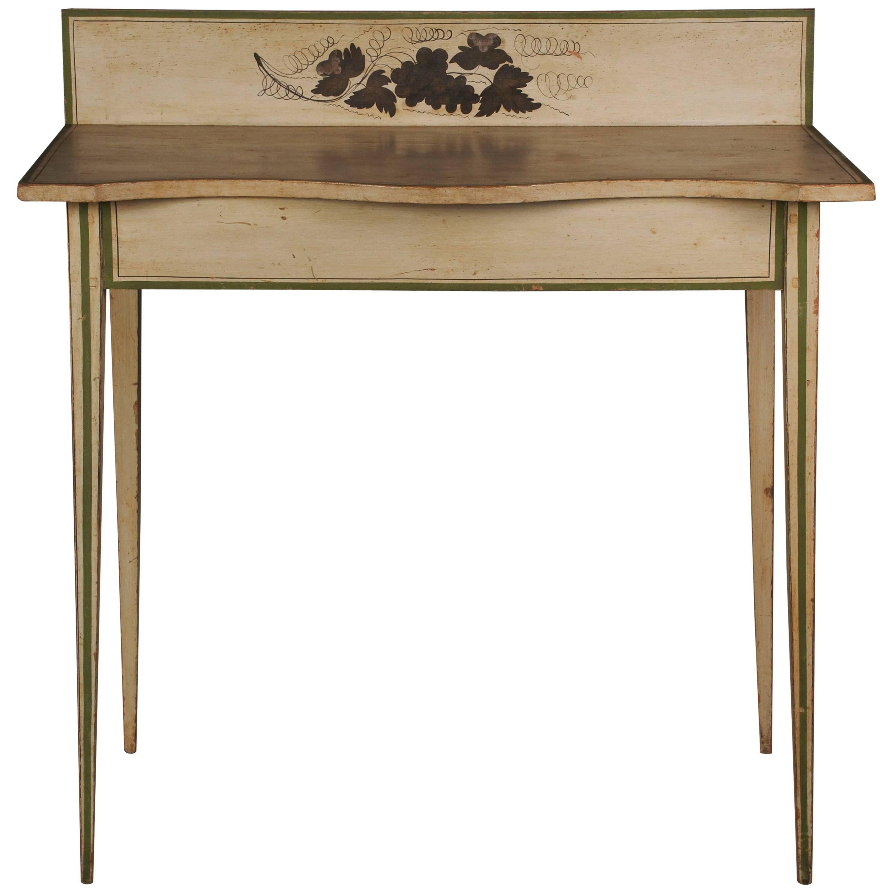New England Gray-Painted and Stencil-Decorated Serving Table For Sale