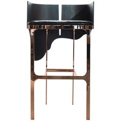 Contemporary Lava Bar Stool in Rose Gold, Leather and Bronze 1