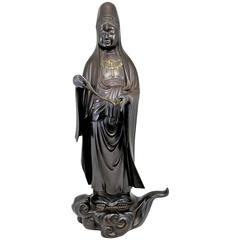 Japanese Meiji Bronze Figure of a Woman with Scroll 11
