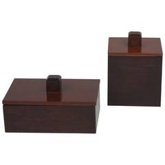 Set of Two Mahogany and Rosewood Lidded Boxes, 1930s 4