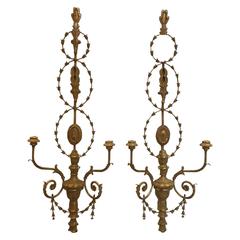 Adam Style Giltwood Candle Sconces