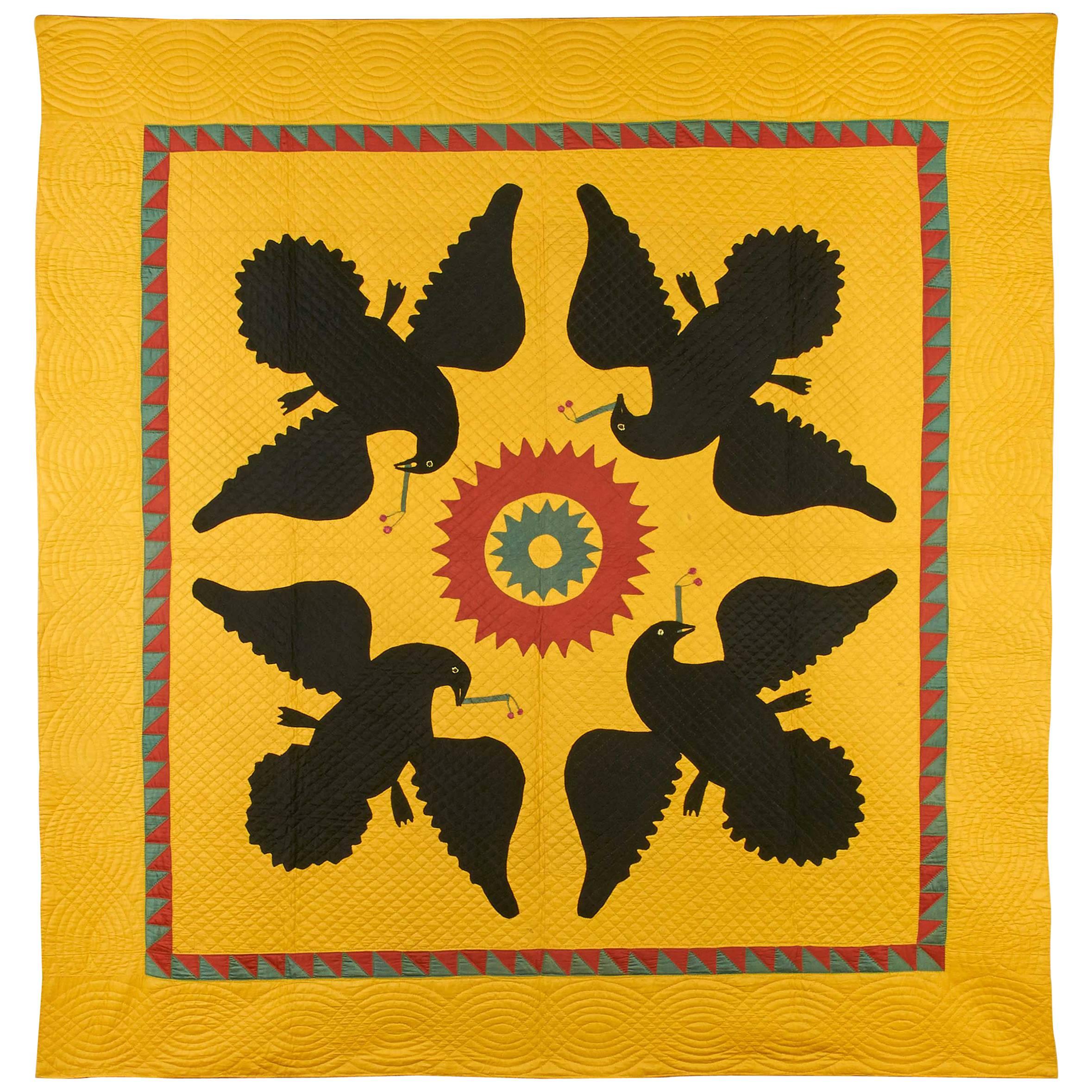 Yellow and Black Eagles Quilt