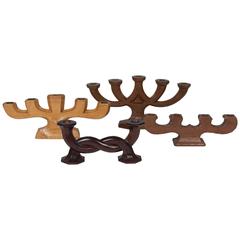Set of Four Wood Candelabra, German and French, 1930s 6