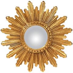 Late 20th Century French Small Sunburst Mirror with Gilt