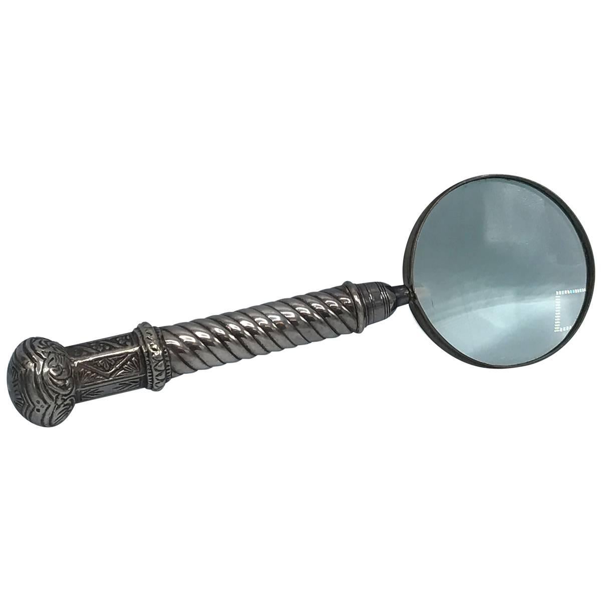 19th Century Silver Plate Magnifying Glass