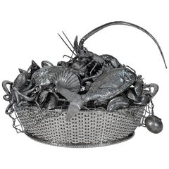 One of a Kind Mario Buccellati Sterling Silver Seafood Basket Centerpiece