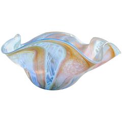 Large Shell Shaped Blown Glass Dish, Colorful glass Murano style 9