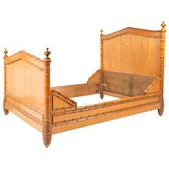 19th Century English Pine Faux Bamboo Bed Frame