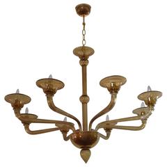 Venini Gold Chandelier Eight Arms