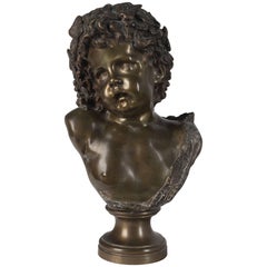 French Bronze Bust of Young Bacchus