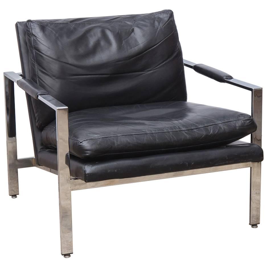 Milo Baughman Chrome Leather Chair