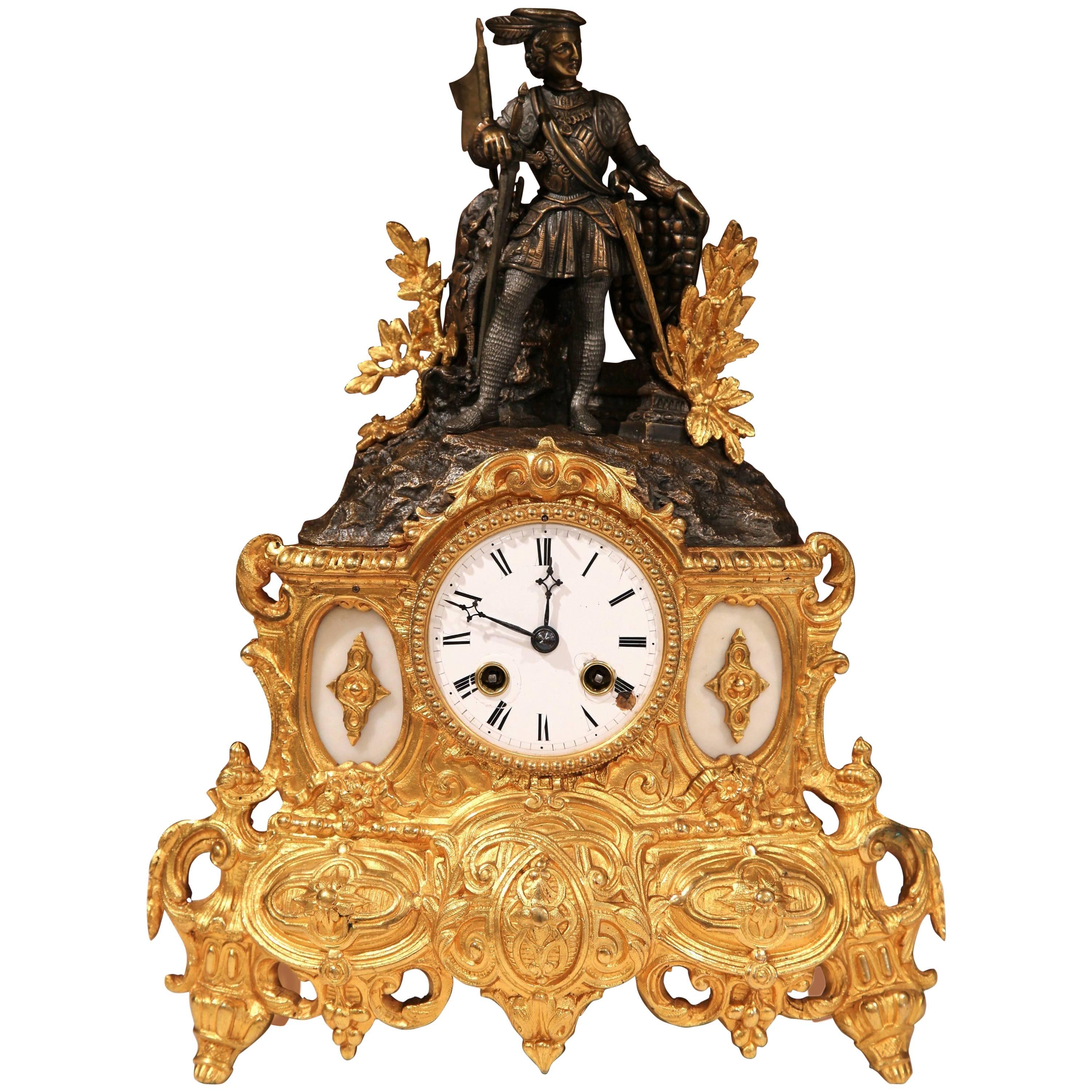 19th Century French Renaissance Style Bronze Doré Mantel Clock