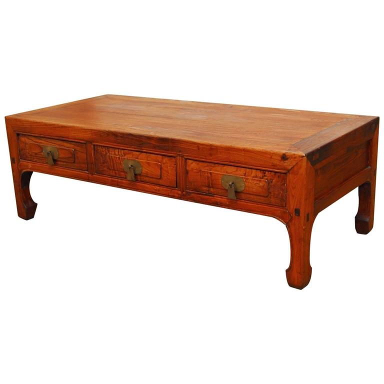 Chinese ThreeDrawer Low Kang Coffee Table at 1stDibs chinese low