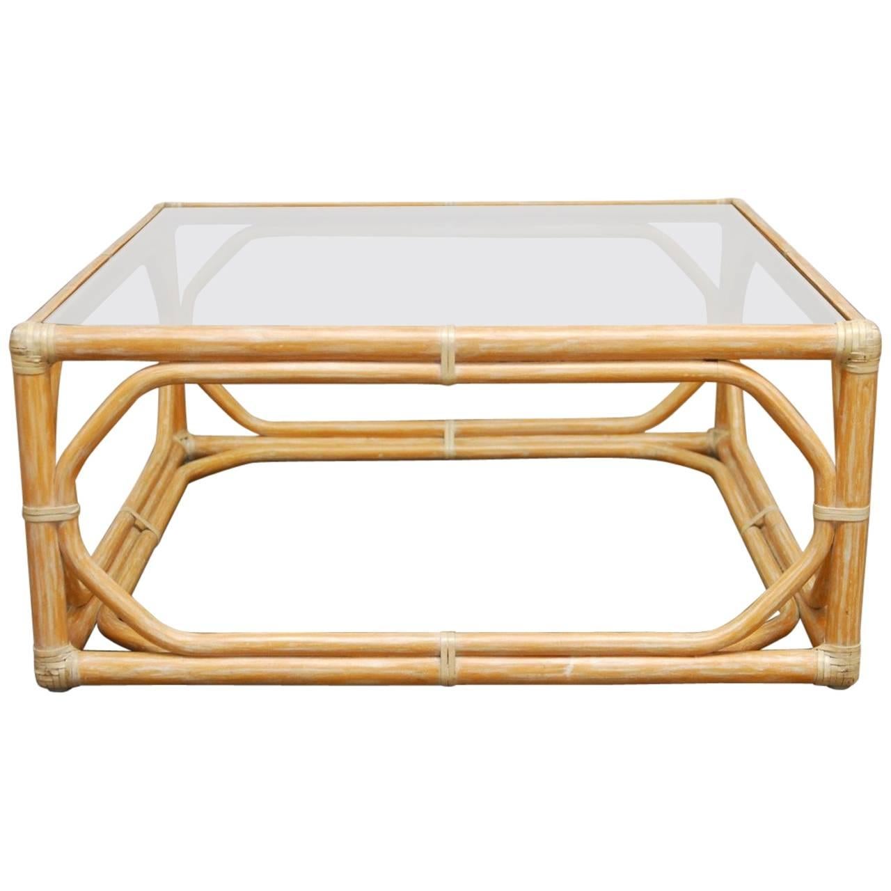 McGuire Bamboo Rattan Cocktail Table