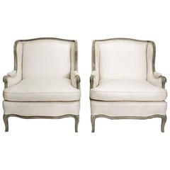 Pair of Louis XV Style Wing Back Arm Chairs