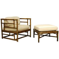Organic Modern Bamboo Lounge Chair and Ottoman by McGuire