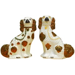 Vintage Pair of English Staffordshire Porcelain Dogs