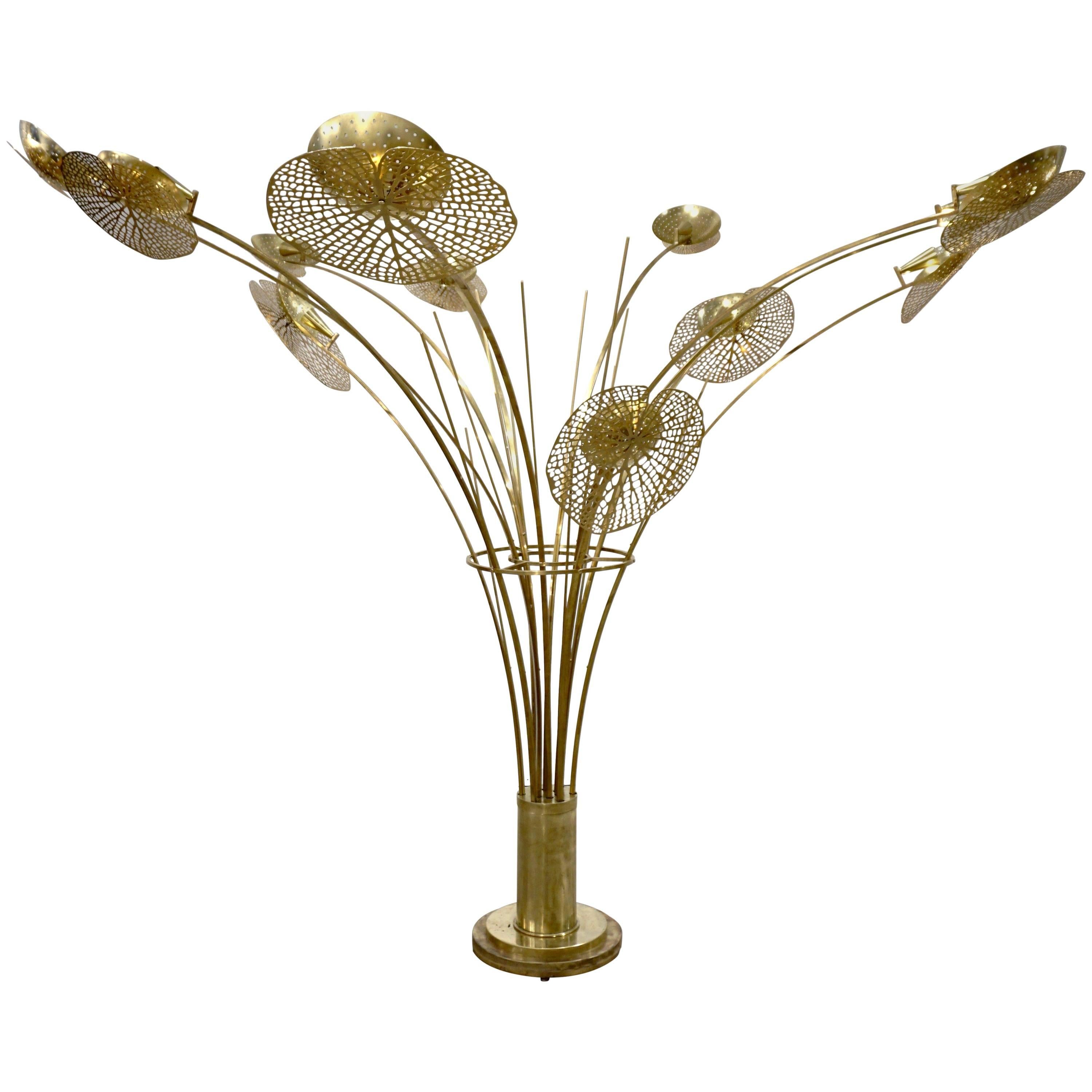 Contemporary Italian Fine Design Organic Brass Tree Sculpture Floor Lamp