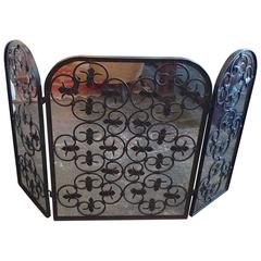 French 19th Century Painted Wrought Iron Fire Screen