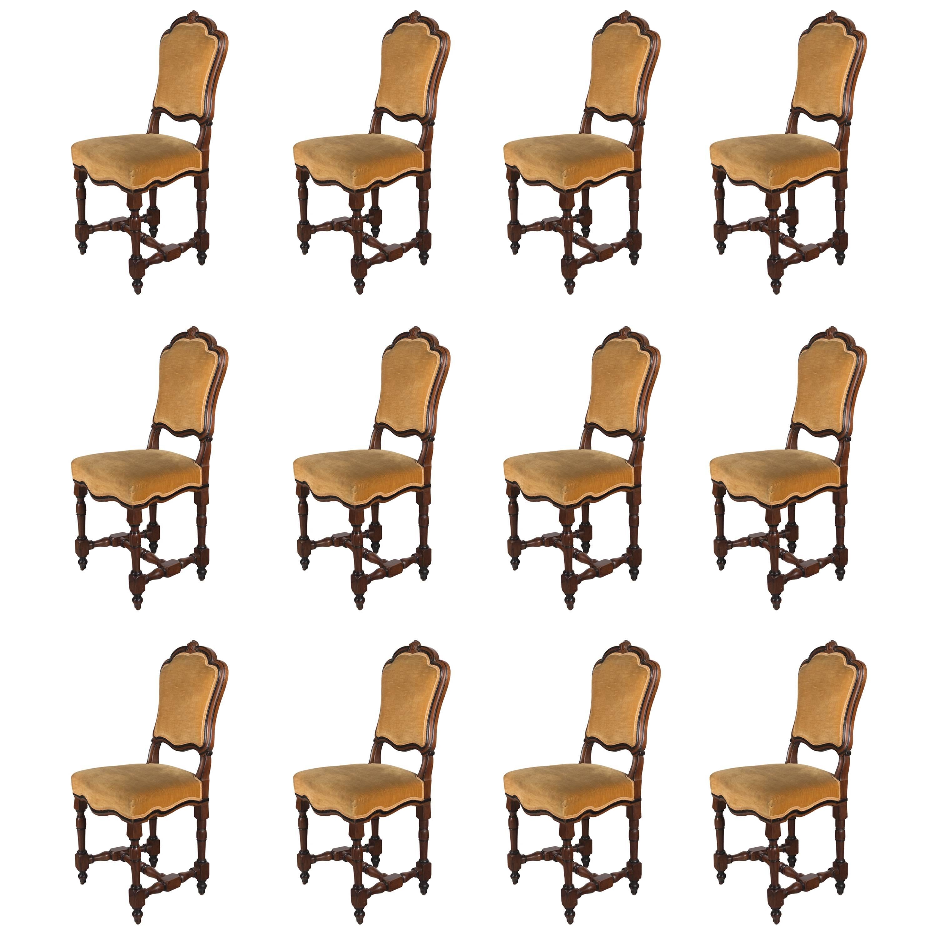Set of 12, 19th Century Italian Dining Chairs