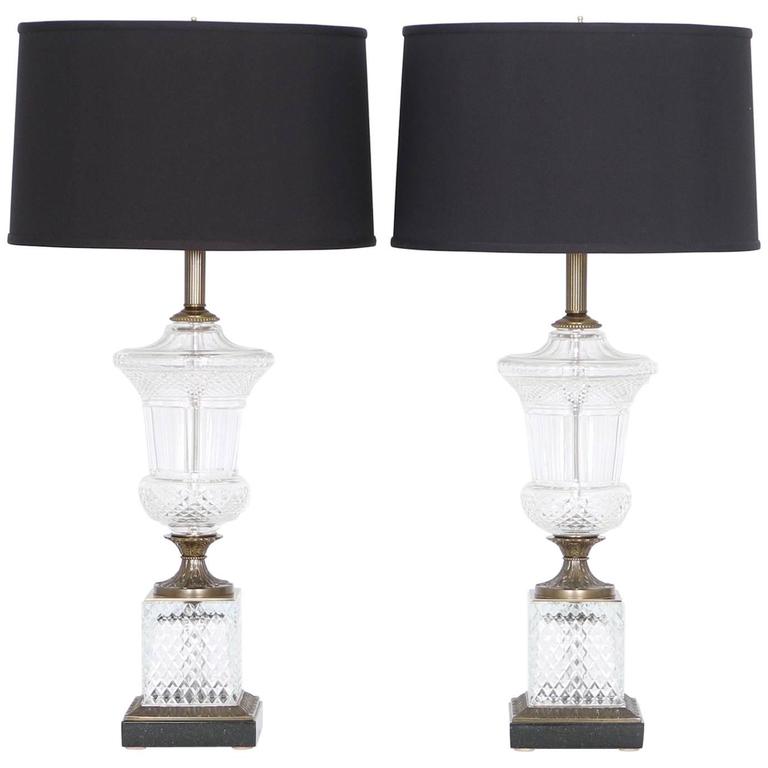 Paul Hanson Hollywood Regency Crystal Urn Lamps Pair For At Paul Hanson Hollywood Regency Crystal Urn Lamps Pair For