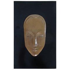 Art Deco Signed and Dated Bas Relief Bronze Mask