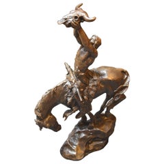 Bronze Native American Sculpture on a Horse by Buck McCain