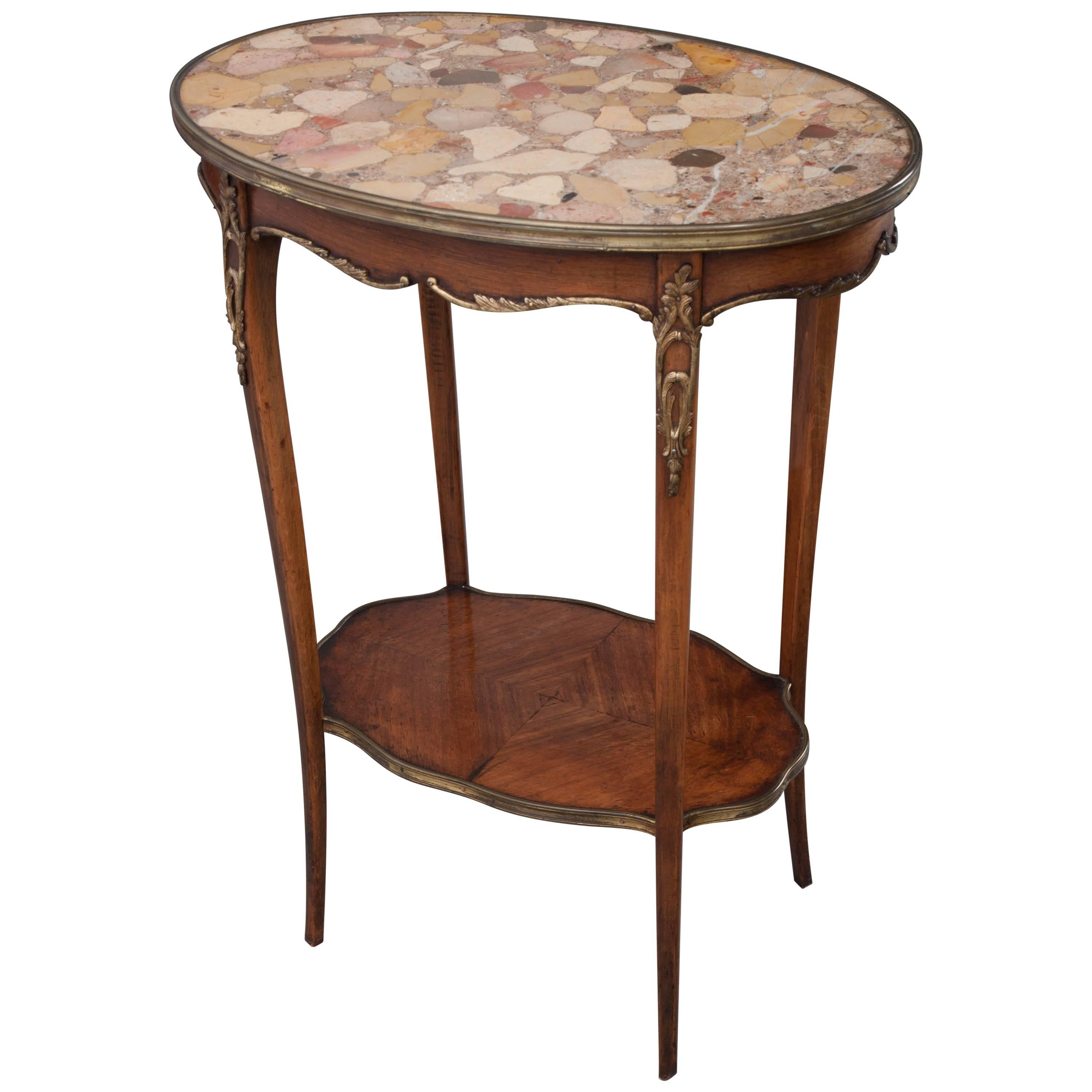 French 19th Century Louis XV Marble-Top Oval Table