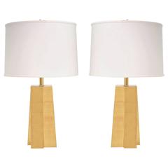 Pair of Faceted Brass Table Lamps 2