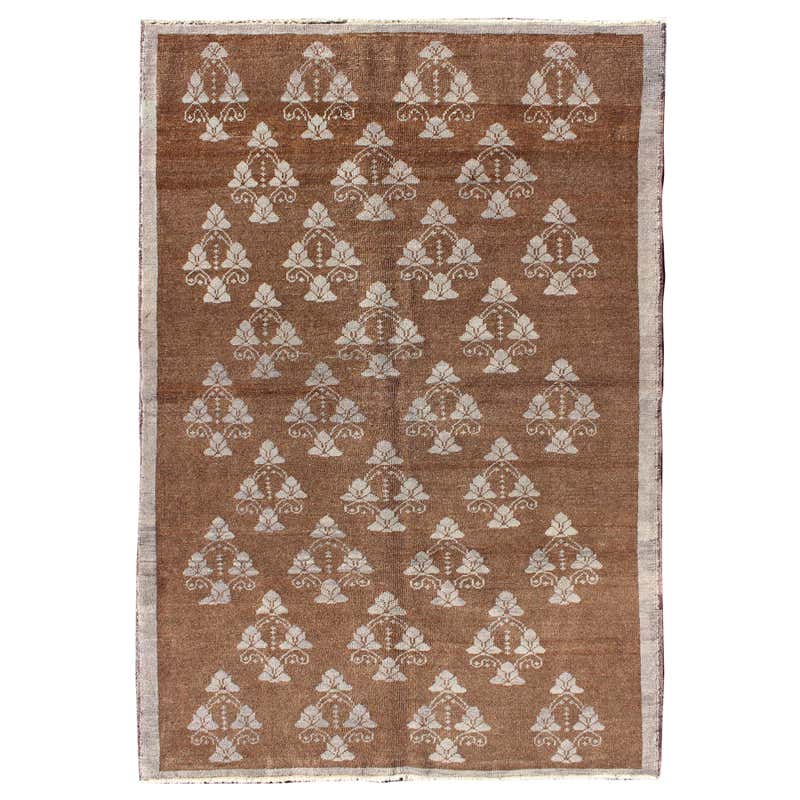 Vintage Turkish Rug with Small-Scale Repeating Pattern and Modern ...