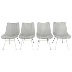 Vintage Set of Four Wire Mesh Metal Side or Dining Chairs by Russell Woodard