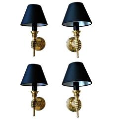 Four Pairs of French Neoclassical Gilt Bronze Sconces, Andrè Arbus, 1950s 8