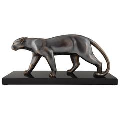 Vintage French Art Deco Sculpture of a Walking Panther, Emile Louis Bracquemond, 1930