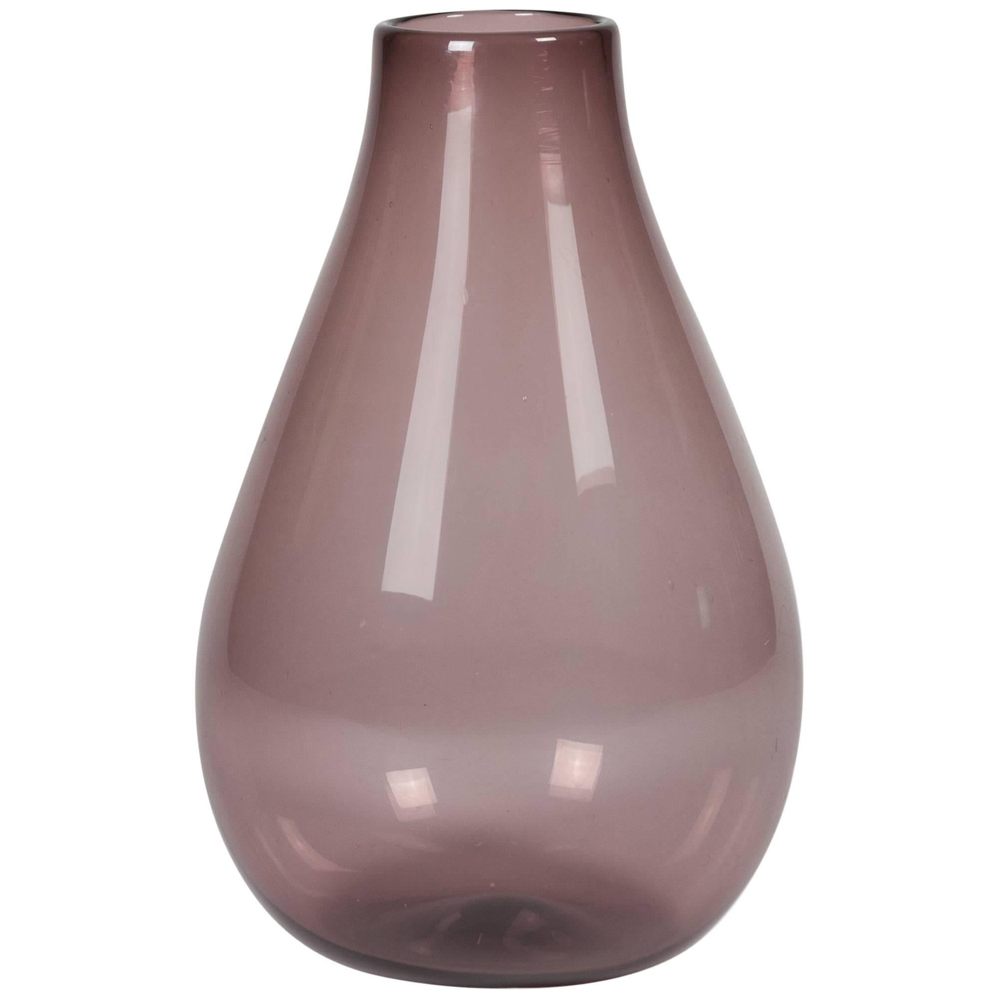 Large Aubergine Color Glass Vase, Murano, 1960s For Sale