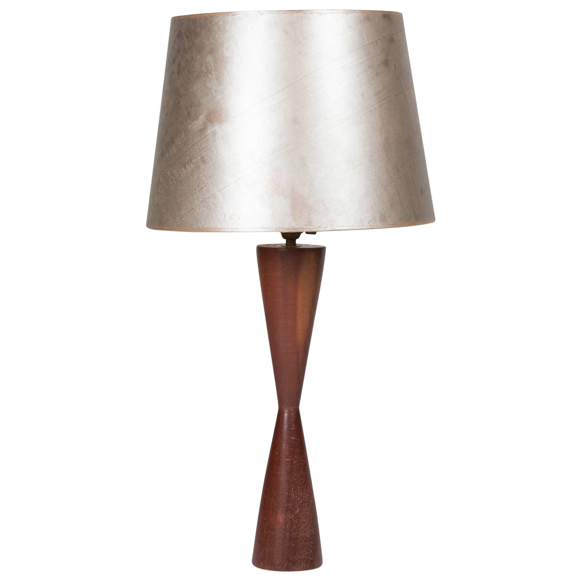 Turned Walnut Table Lamp, Danish, 1950s For Sale