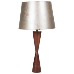 Turned Walnut Table Lamp, Danish, 1950s