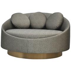 Large Brushed Brass Base Swivel Chair by Adrian Pearsall