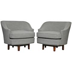 Dunbar Swivel Chairs by Edward Wormley in Gray Tweed 2